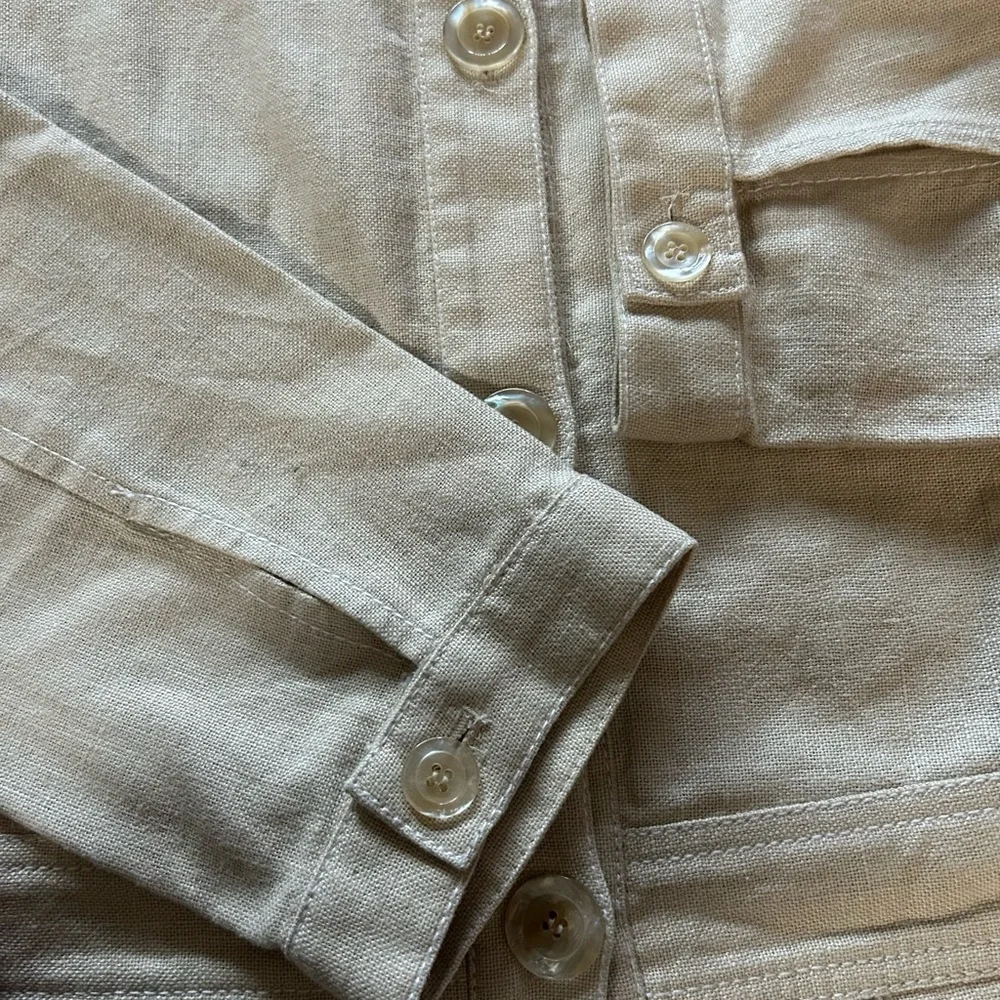 Kasper Safari Style Blazer Jacket Linen Blend Cream/Tan Size 10 - Picture 7 of 12